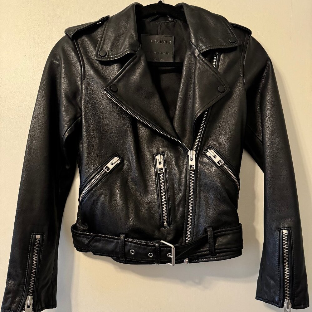 All Saints Balfern Leather Biker Jacket - Size 2